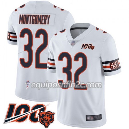 Camiseta Hombre NFL Chicago Bears David Montgomery 32 Nike Blanco 100th
